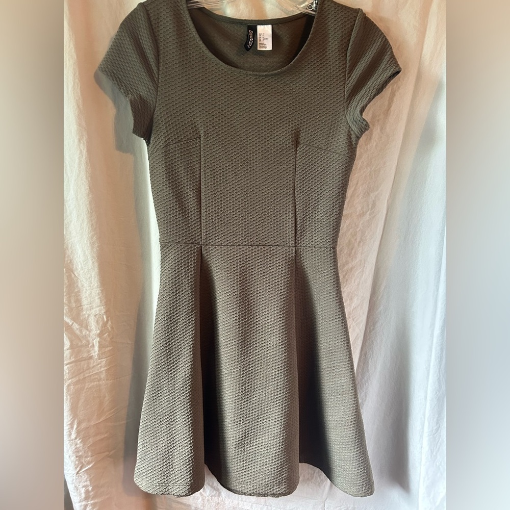 Navy green skater dress